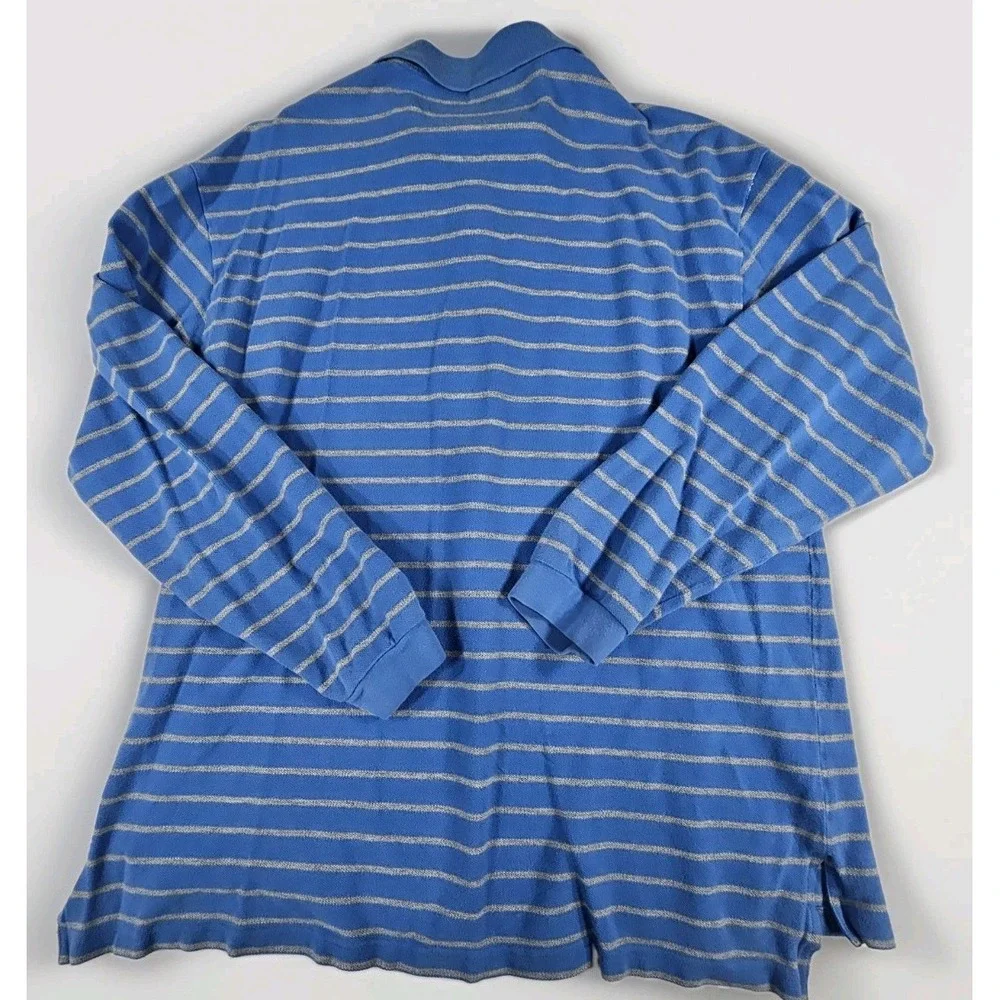 Ralph Lauren Polo Vintage Rugby Shirt Men's Size XL Blue Gray Stripes Brown Pony